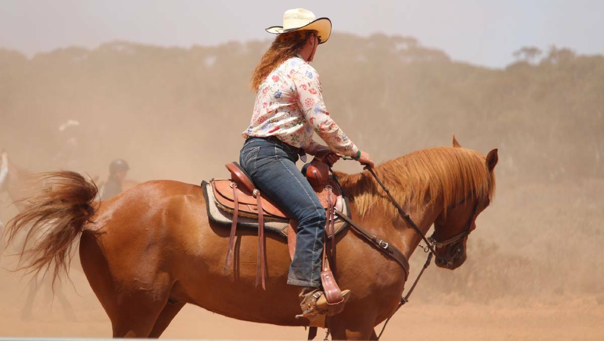 THISTLE BED STATION: Barrel Racer Olivia Allen prepares for her qualifying run at the Burra Picnic Races. Photo: Brendan Simpkins. 