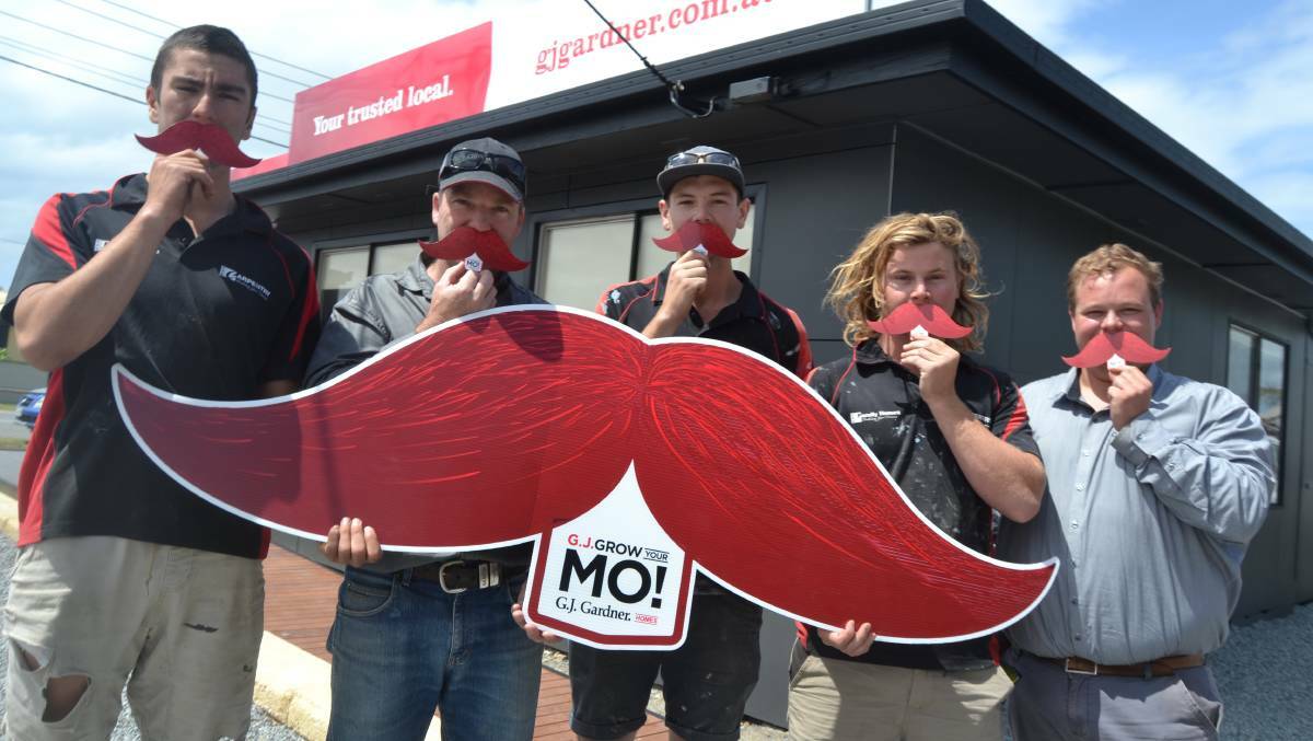 PORT LINCOLN: Taking part in Movember as part of the G.J. Gardner Port Lincoln team is Marcus Gobin, Chris Dare, Mathew Stoetzer, Ethan Bizewski and Andrew Bastian. Picture: Jarrad Delaney