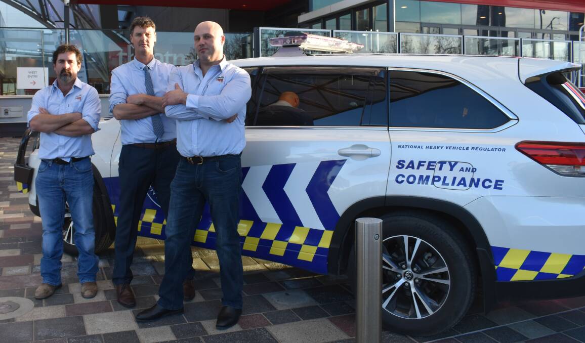 BETTER SYSTEMS: Livestock & Rural Transporters Association of SA vice presidents Xavier Beinke, Kyancutta, and Scott Quinn, Cleve, with president Frank Tedesco think more could be done to make the roads run more efficiently. 