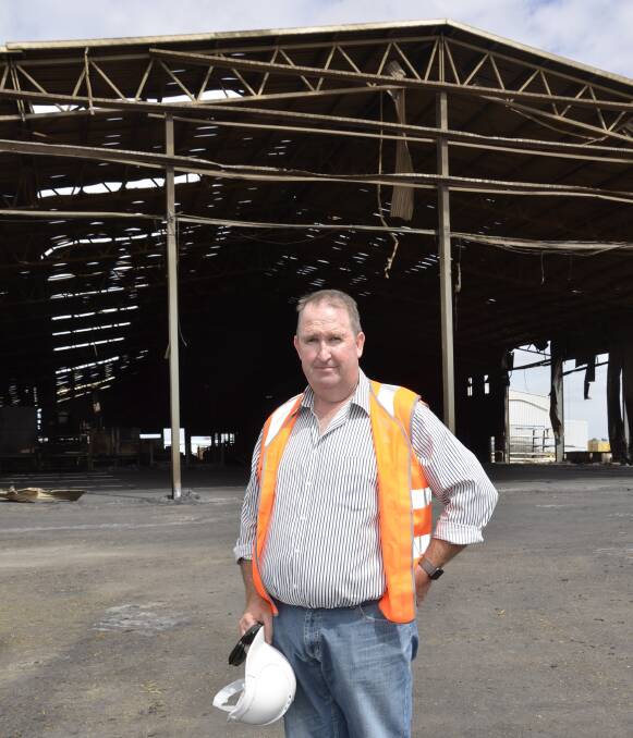 LAST YEAR: Balco CEO Rob Lawson in the front of the gutted hay processing facility at Bowmans.