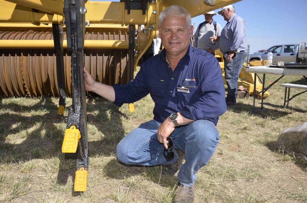 NEW RELEASE: Rocks Gone owner Tim Pannell with the Depth Charger, which breaks up hard pan. The YP Field Days was the SA debut of the machine, which was released only a few weeks ago in WA.
