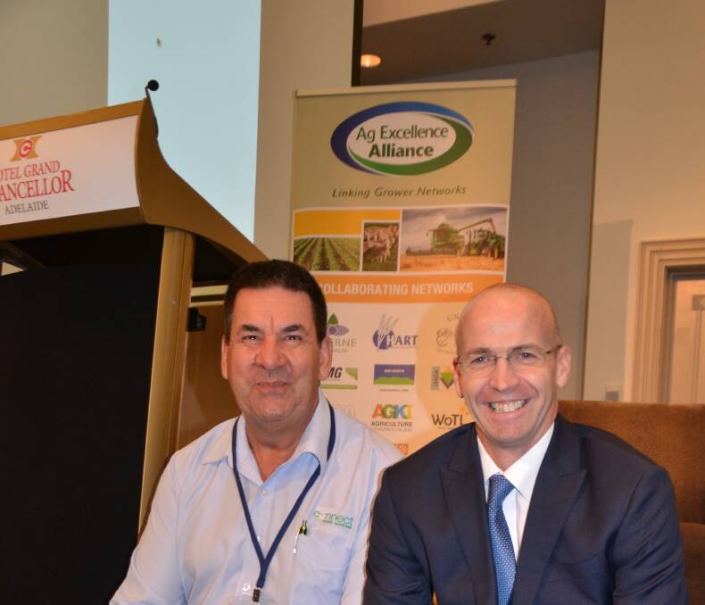 Rural Solutions SA - PIRSA livestock consultant Ian McFarland and Meat & Livestock Australia research, development and innovation general manager Sean Starling at the Ag Excellence Alliance forum.