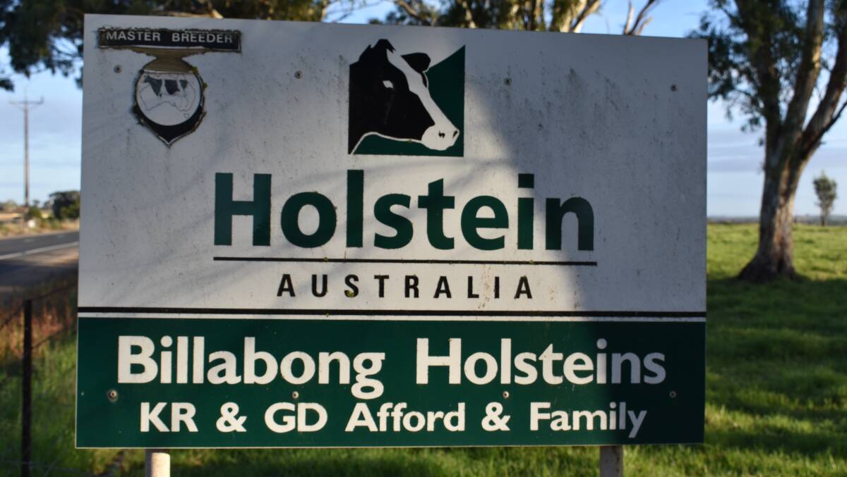 Billabong Holsteins sign at the front of the property.