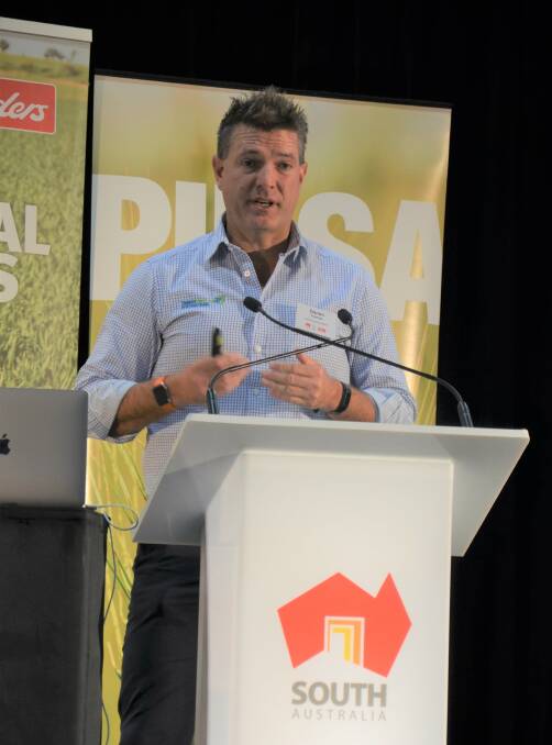 ENCOURAGING ENTREPRENEURS: Thomas Foods International chief executive officer Darren Thomas speaking at the AdvanceAg showcase, held in Adelaide on Monday.